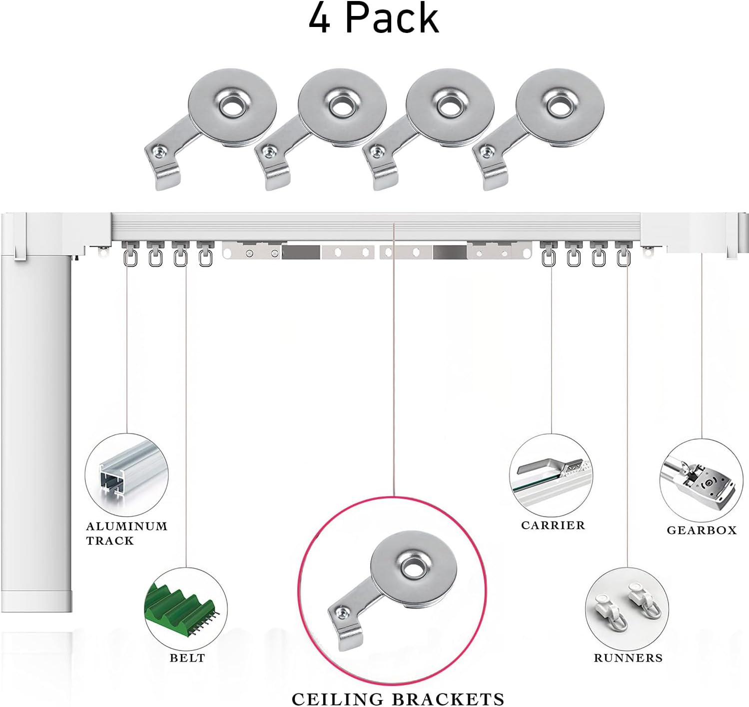 Swivel Ceiling Bracket for Motorized Sliding Curtain – Electric Drapery Top Moun