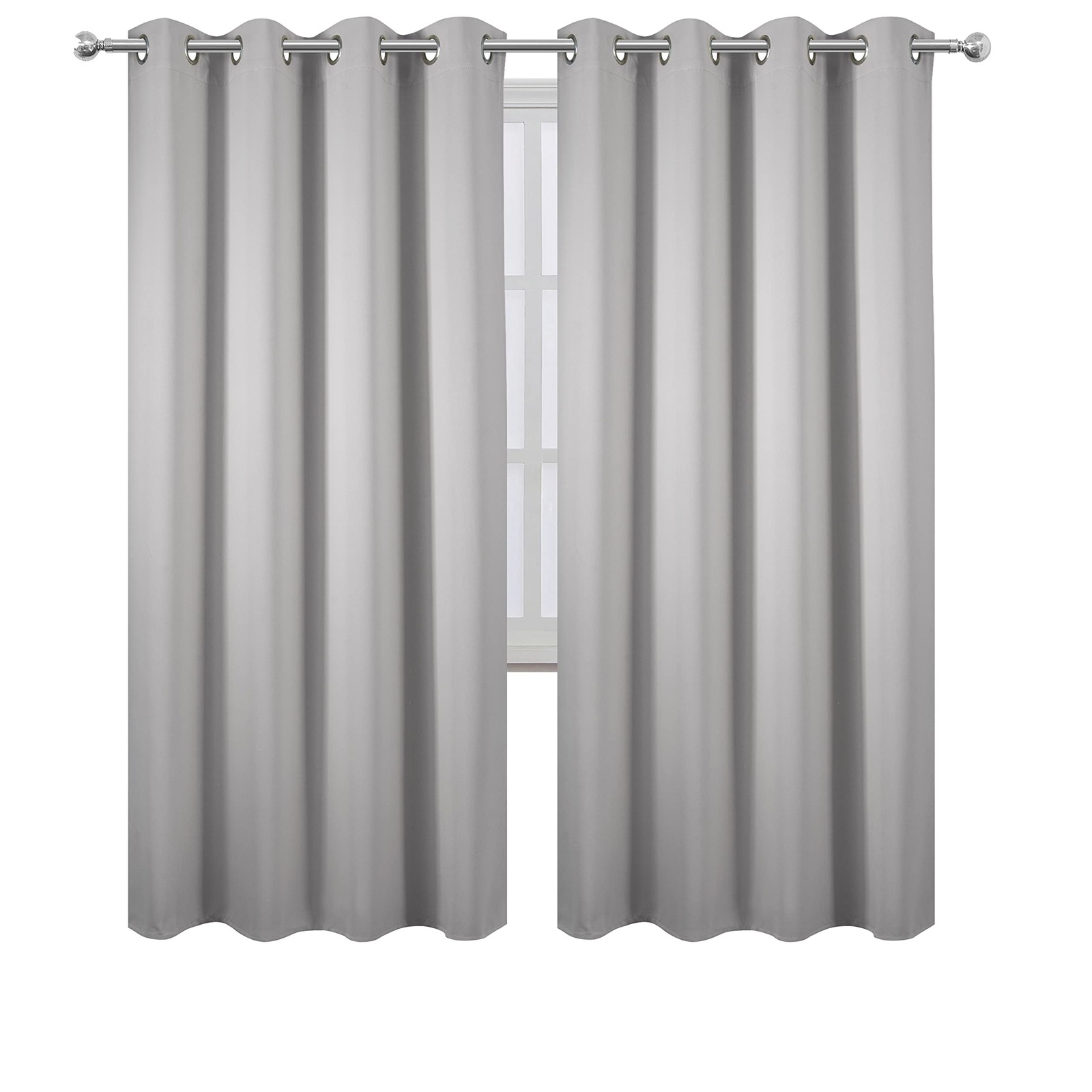 LEMOMO Light Grey Thermal Blackout Curtains/52 x 72 Inch/Set of 2 Panels Room Da