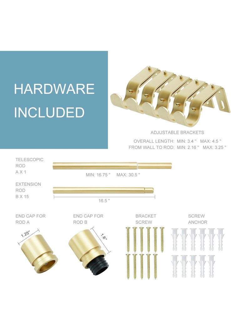 Byondeth Curtain Rods for Windows 16 to 240” Inches Warm Gold