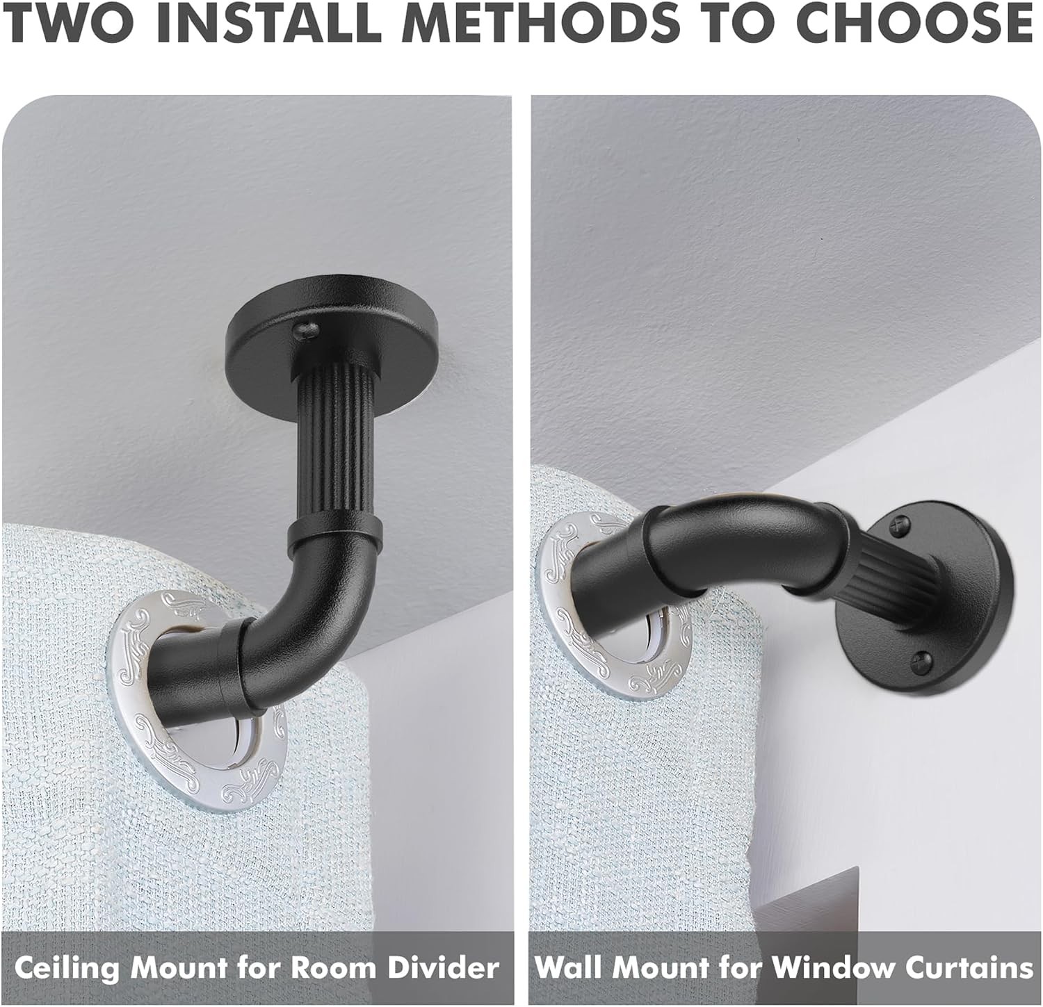 Black Curtain Rods 32 to 72 (3-6Ft) for Window: Outdoor – Industrial 1Inch Pole