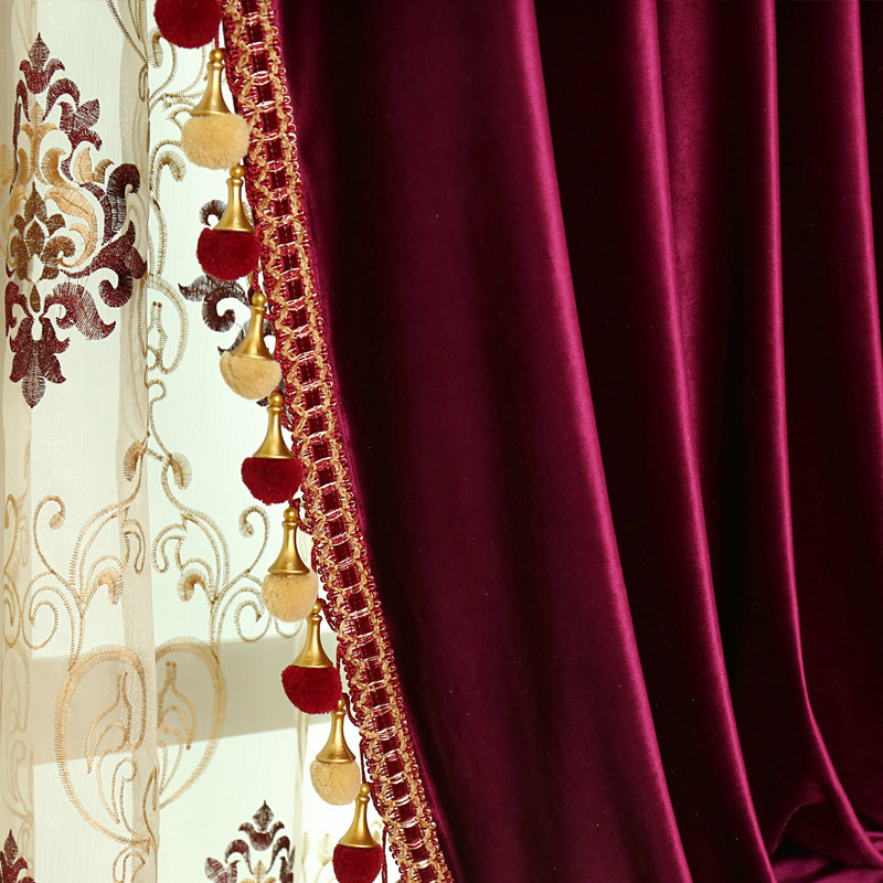 Luxury thick Italy velvet fabric solid cloth blackout curtain valance tulle E667