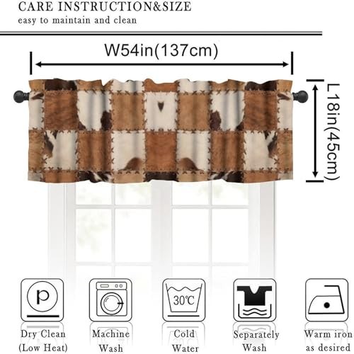 Cowhide Patchwork Valance Curtains, Vintage 54″W x 18″L (Pack of 1) Cowhide-5