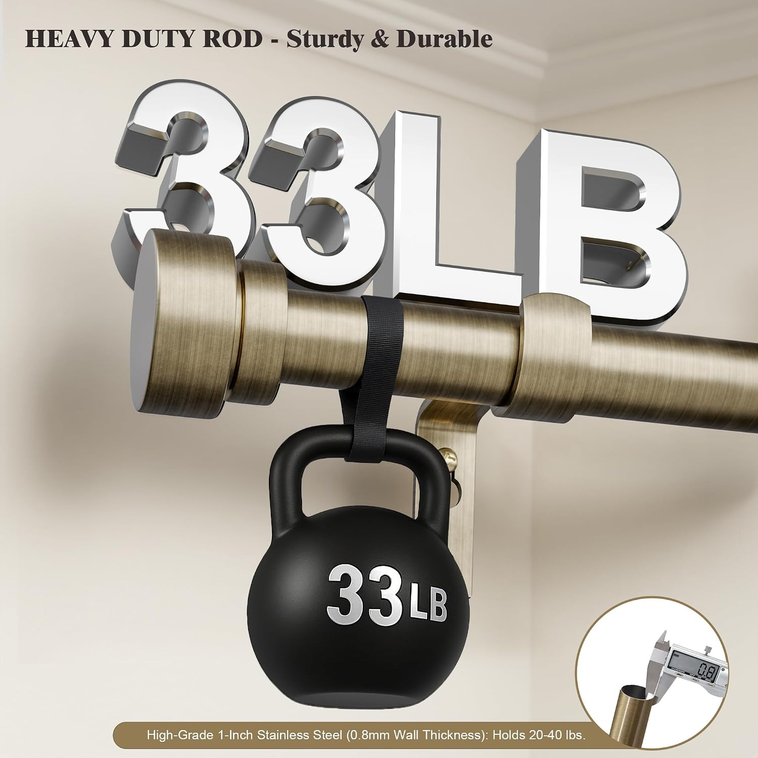 Heavy Duty Curtain Rods for Windows 28 to 48 Inch, 1 Inch Antique Bronze Curtain
