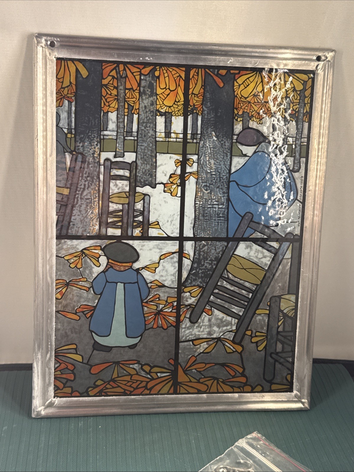 VINTAGE Stained Glass Window KER XAVIER Louis Comfort Tiffany 2001 MMA/ARS Copy