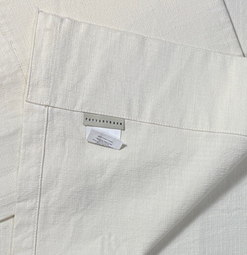 Pottery Barn Curtain Panel 1 Single Drape 84″ Long Off-White Ivory Cotton Rod