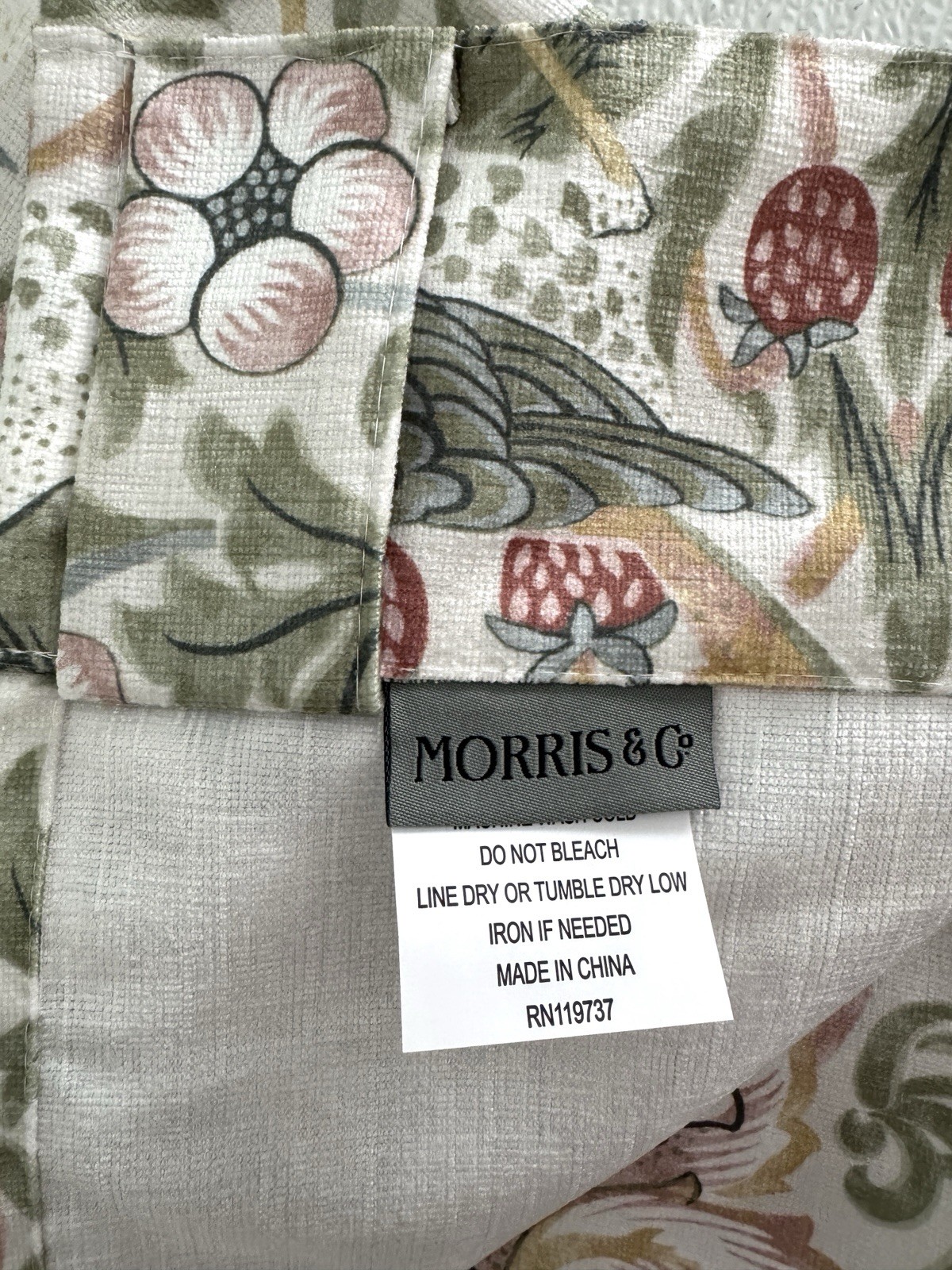 New Morris & C Window Curtains 2 Panels Darkening 37 x 96 Strawberry Thief Birds
