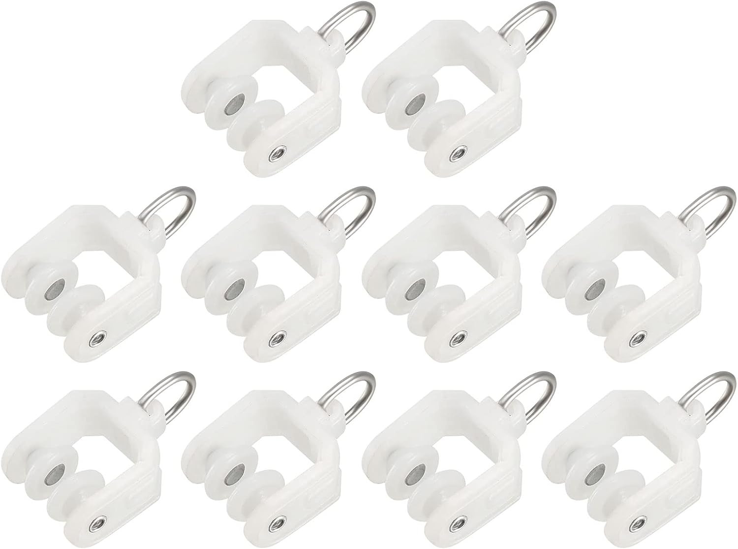 METALLIXITY Curtain Track Rollers (9Mm/0.35″) 50Pcs, Plastic Twin Wheeled Carrie