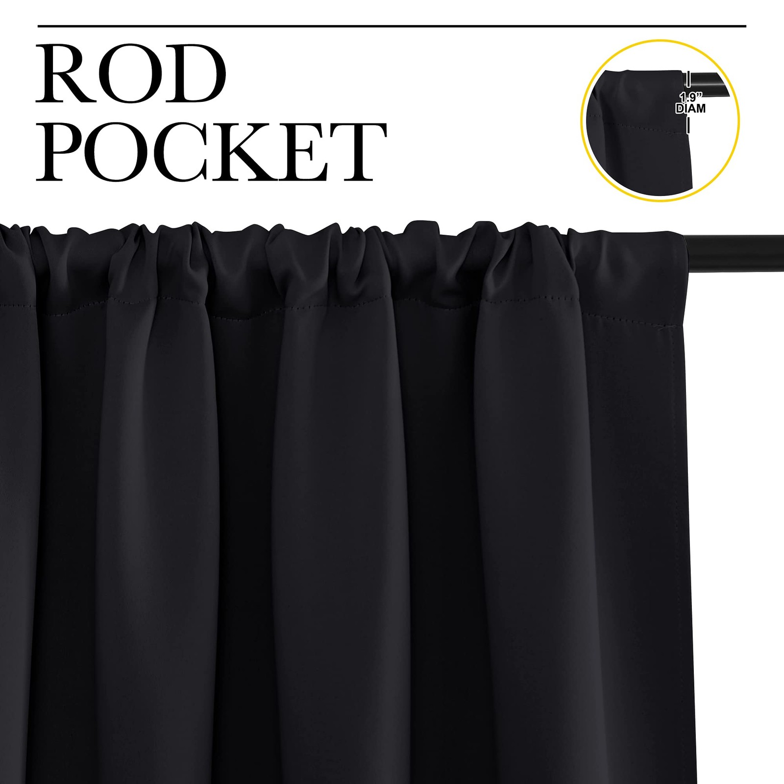 Blackout Curtain Blinds – Thermal Insulated Drapes for Bedroom, 2 Panels, 42×63″