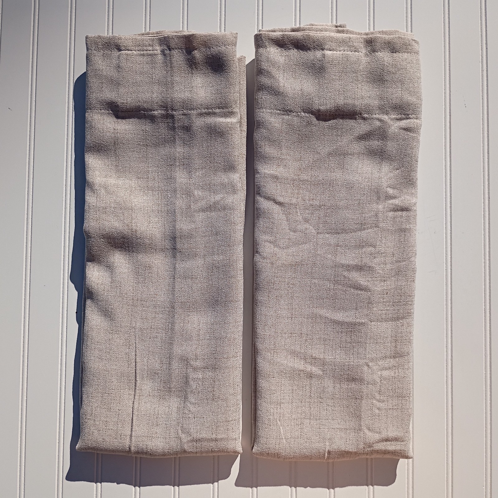Linen Curtain Panels 41 x 84 Beige Curtains Oatmeal Farmhouse Textured Pair NEW