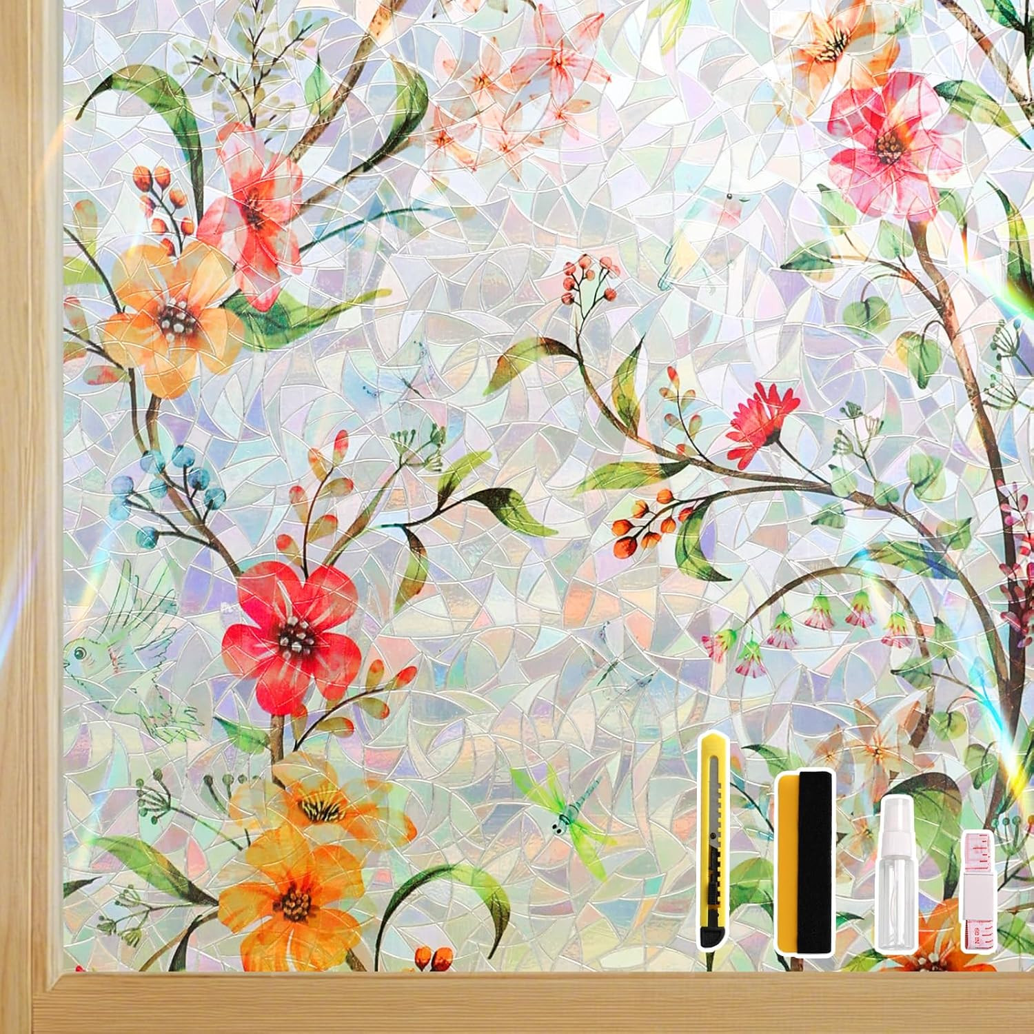 Window Privacy Film 3D Static Cling Window Film, No Glue Heat Control & 96% UV B