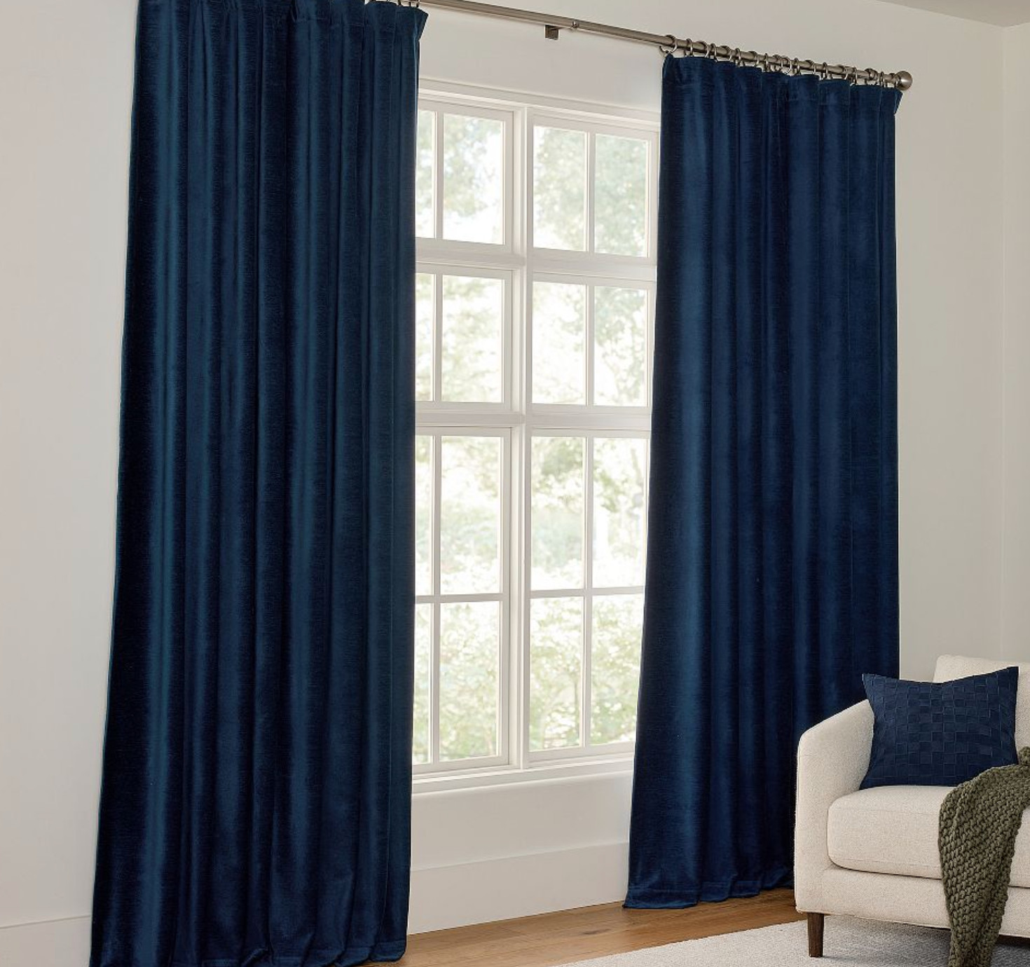 NEW Pottery Barn 3 in 1 Pole Top Curtain COZY CLOUD Midnight Blue 50×84 BLACKOUT