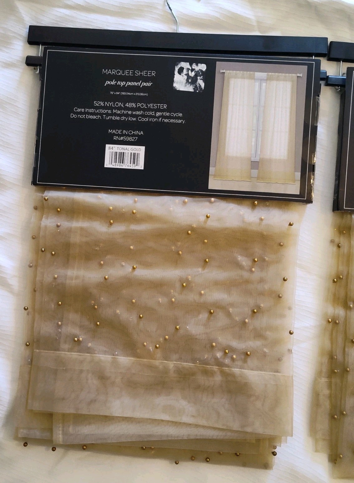 4pn New Tonal Gold Beaded Sheers Drapes Laura Ashley/ Waltham Marquee 76×84″