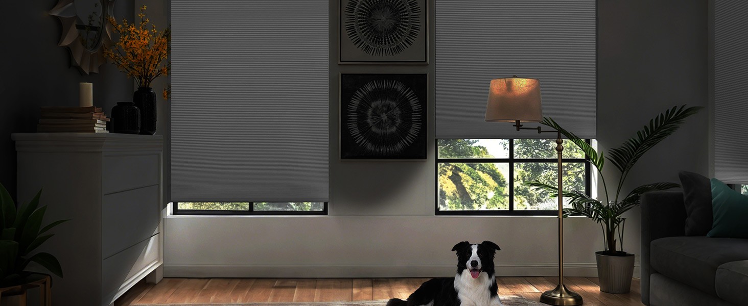 No Drill Cellular Shades, White 32″ W x 48″ H Cordless Blackout Pull Down