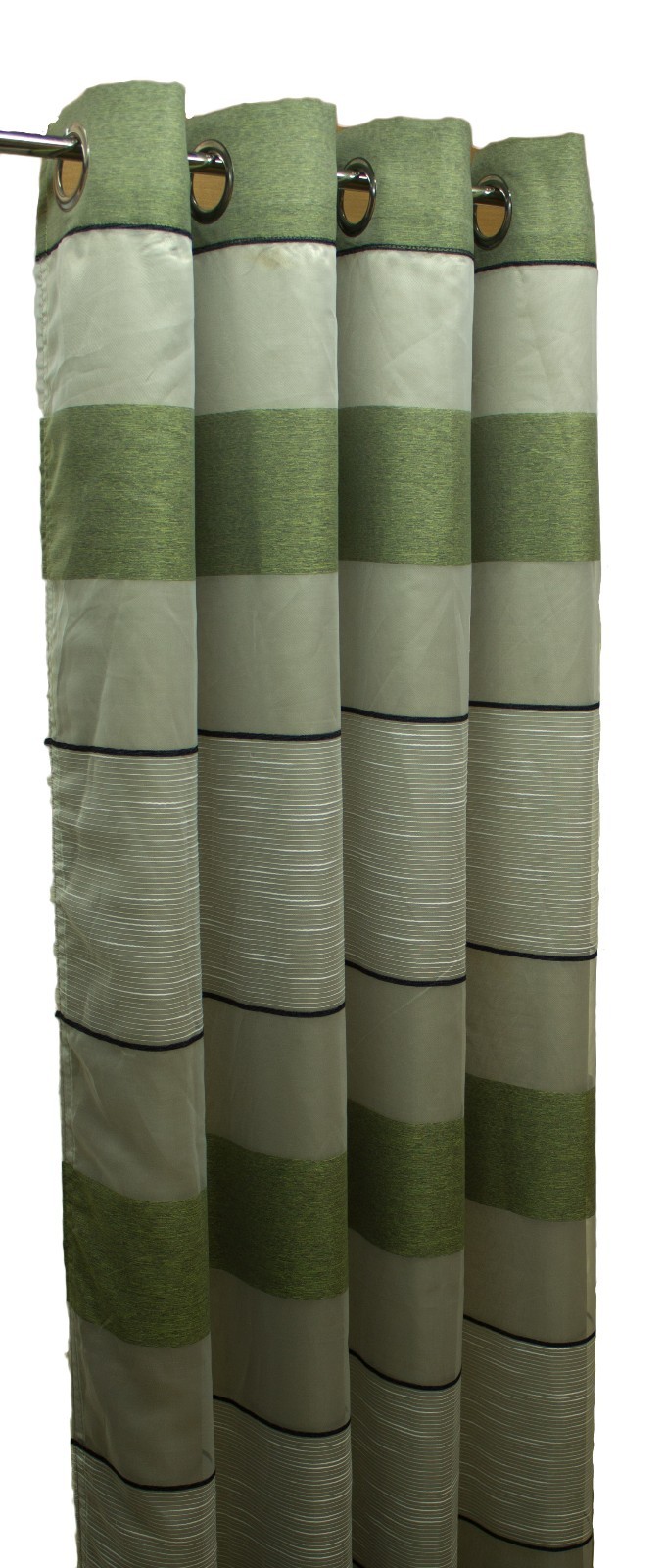 One Modern Look sheer panel Cream/green With Linning, 96″ by 60″+ 8 grommets