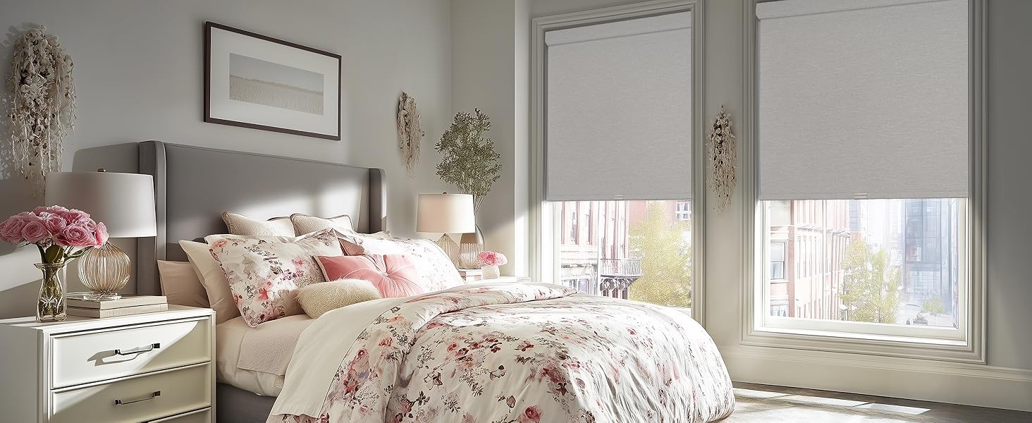 Blackout Roller Shades with Valance for Bedroom,White,46″ W X 72″ H | No-Drill