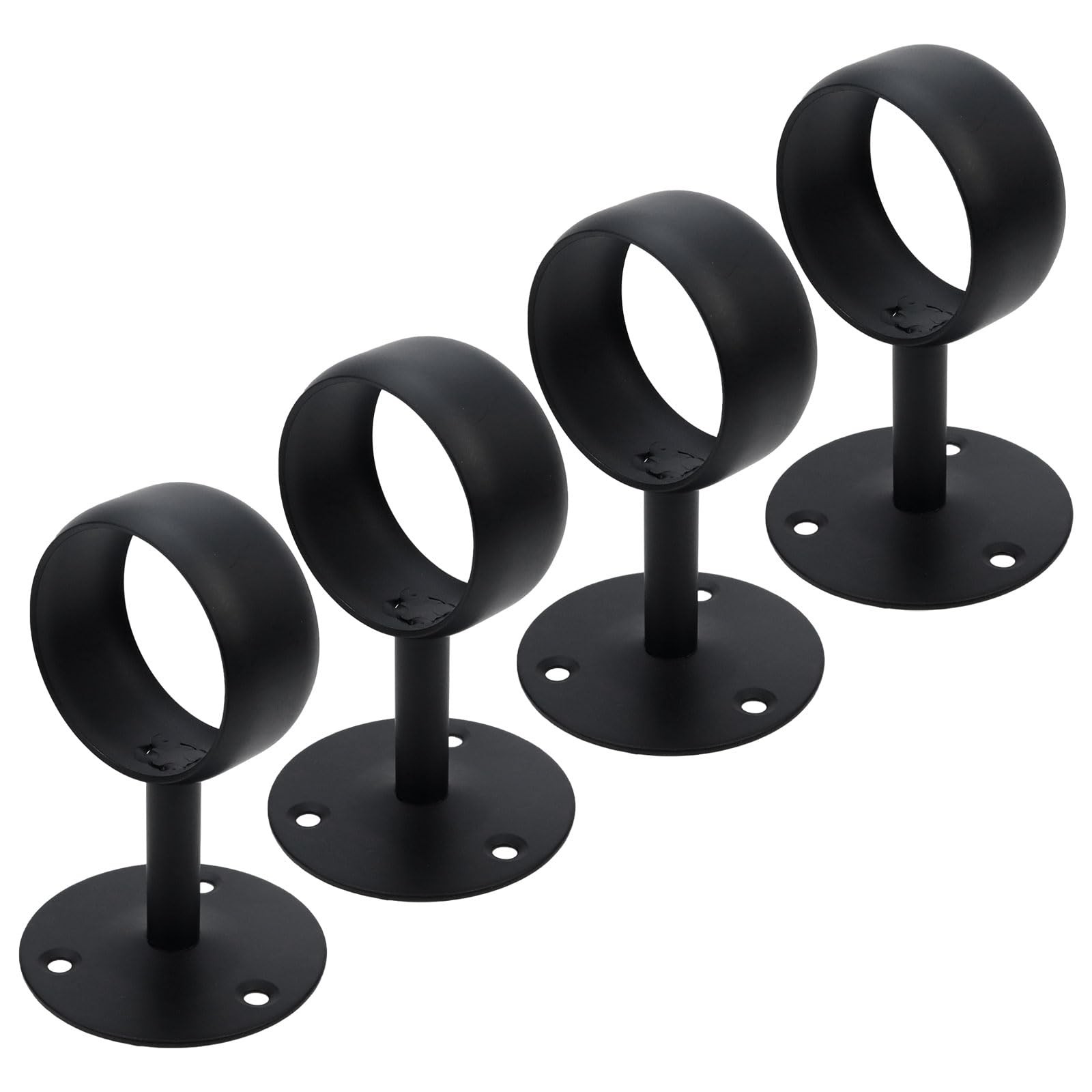 4 PCS Black Ceiling Mount Curtain Rod Bracket End Support Stainless Steel