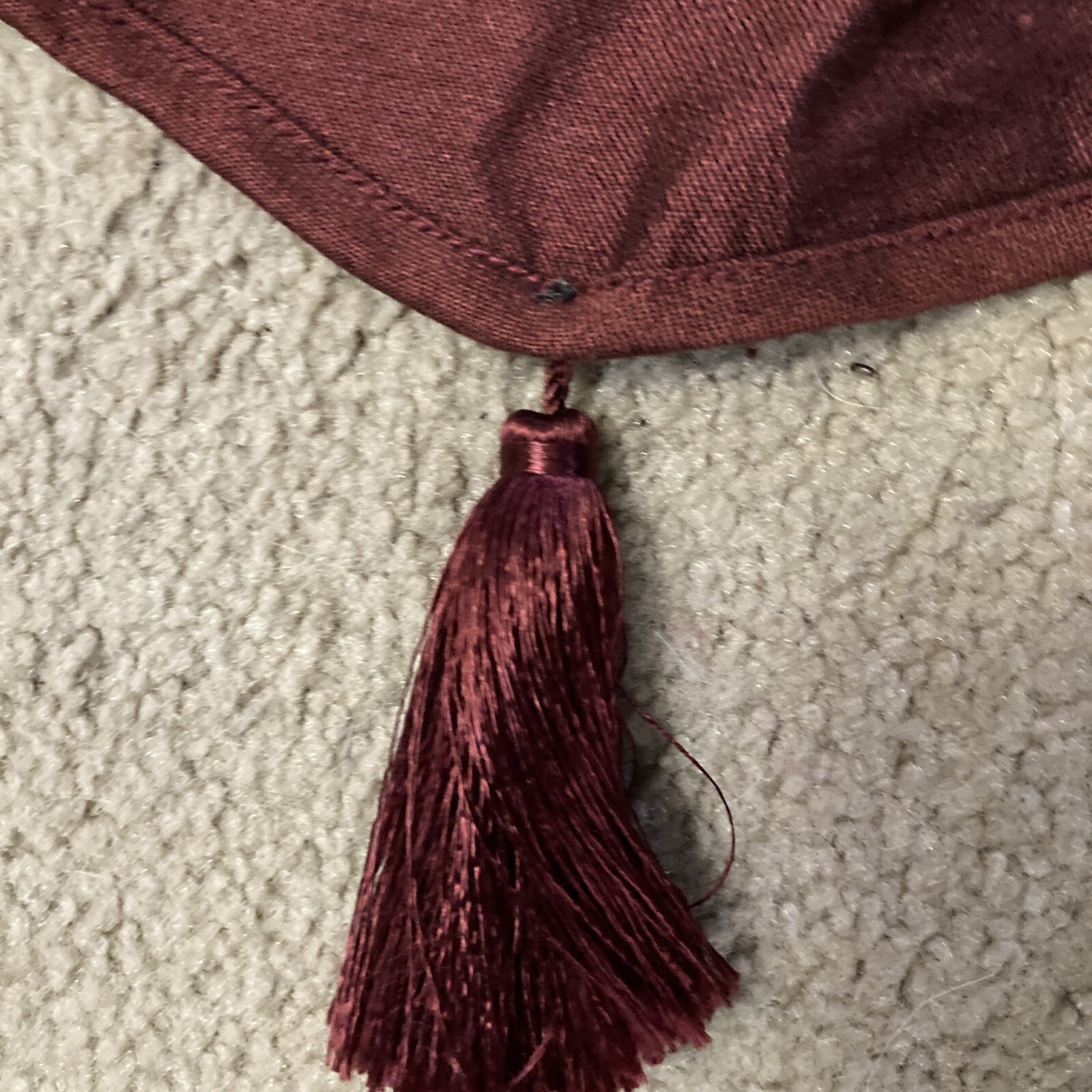 Two (2) Panels JCPenney Home Collection Burgundy Shantung Tassel V Shape Valence