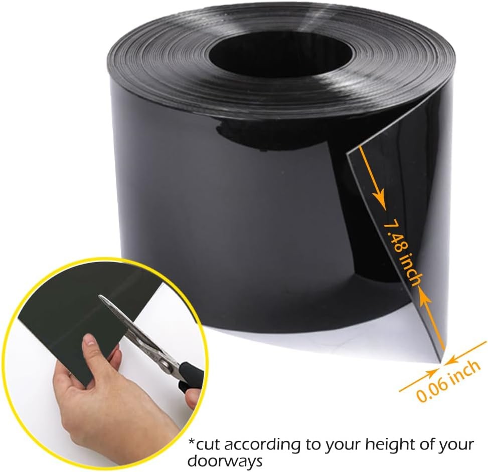 Black PVC Strip Door Curtain Heavy Duty Vinyl Roll Scratch Guard Industrial Use