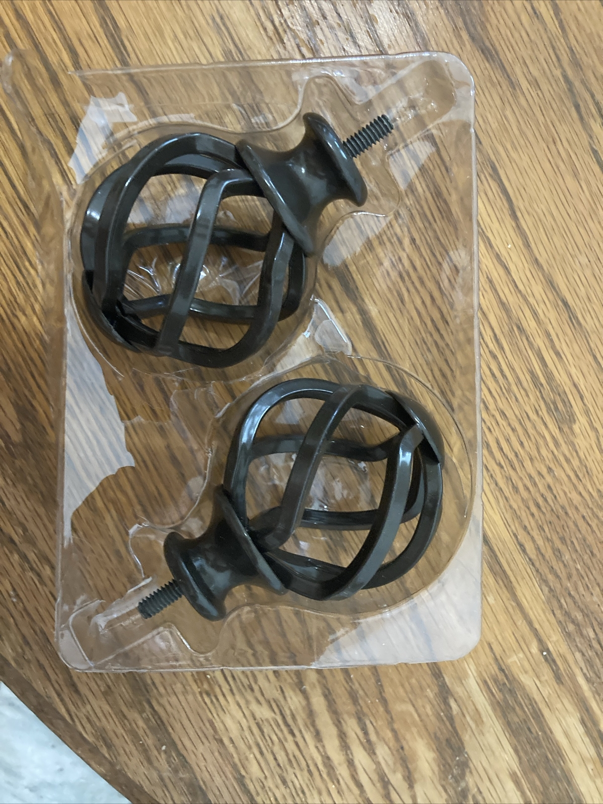 VOREFF Twisted Cage Decorative Coffee Brown Finials. Set Of 2. Never Used