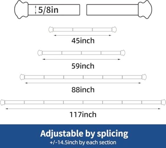 Small Curtain Rods for Windows 30″ to 45″ 5/8 Inch Standard 30-45″ Black