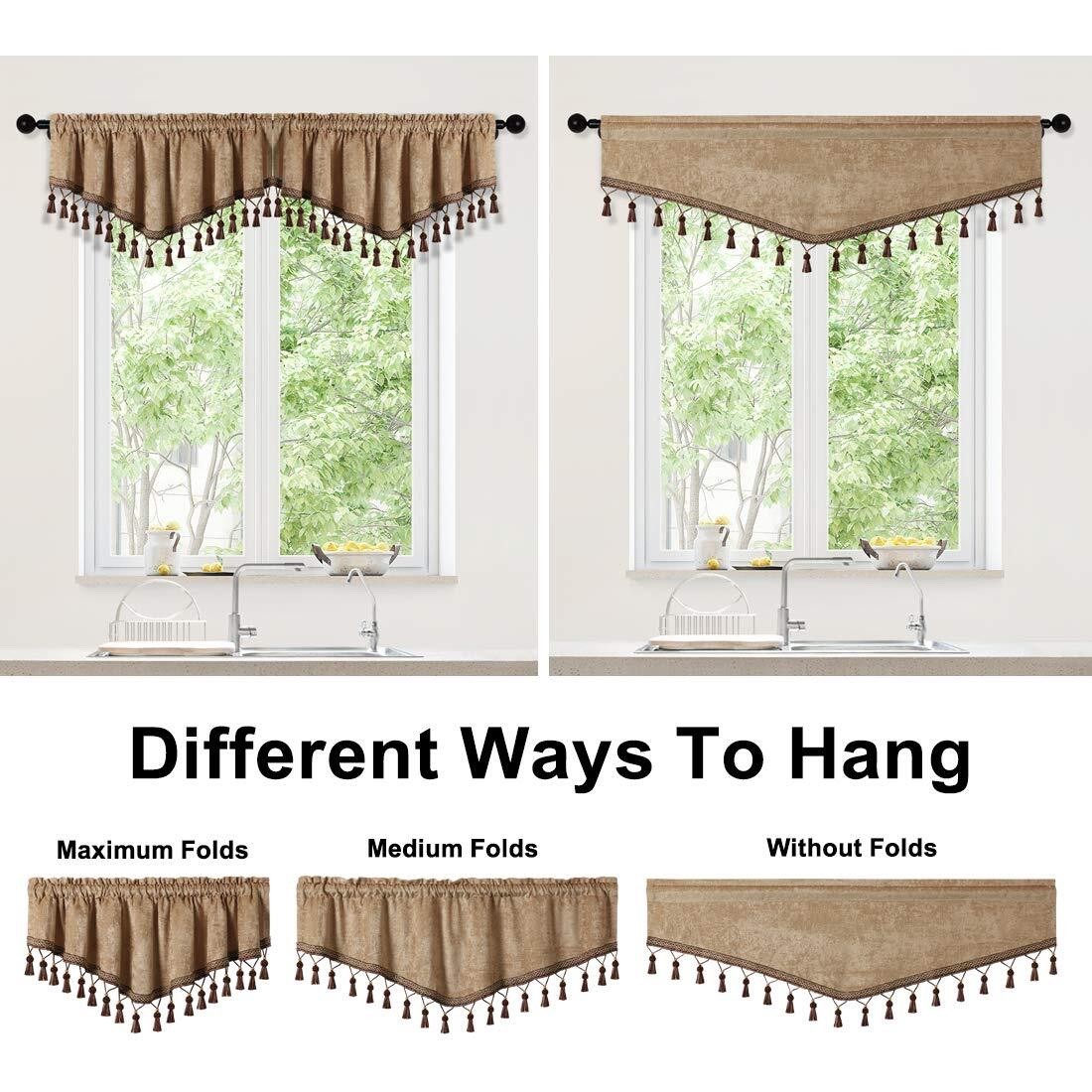 ELKCA Gold Double-Sided Chenille Window Curtains Tier for Kitchen Rod Pocket