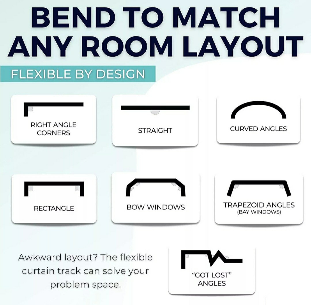 Flexible Bendable Ceiling Curtain Track 5 Meters 16.4FT Ceiling Mount