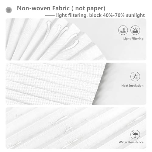 Window Blinds Cordless No Drill Cut to Size Clip On 24″W x 59″H White – 1 Pack