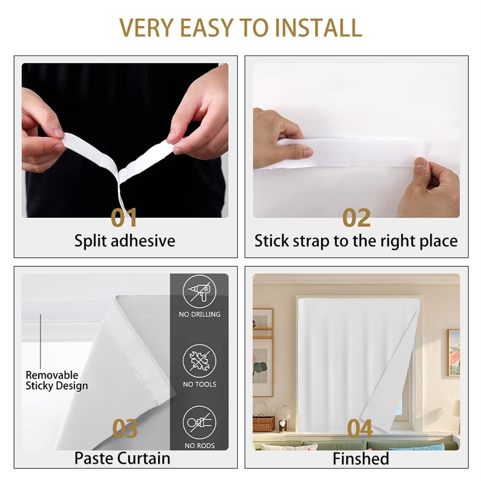 Wokuaile Under Sink Curtain for Closet Privacy Short Cabinet Curtain Self Stick