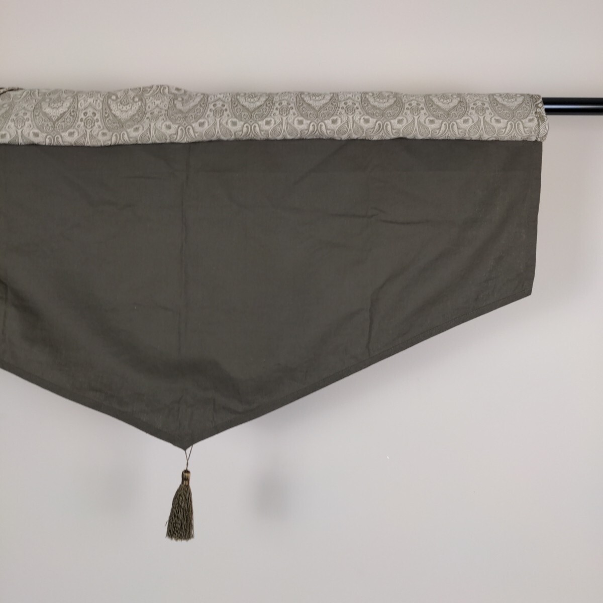 3x Croscill Curtain Valances Brown Paisley Embroidered Layered Tassel 39 x 22.5