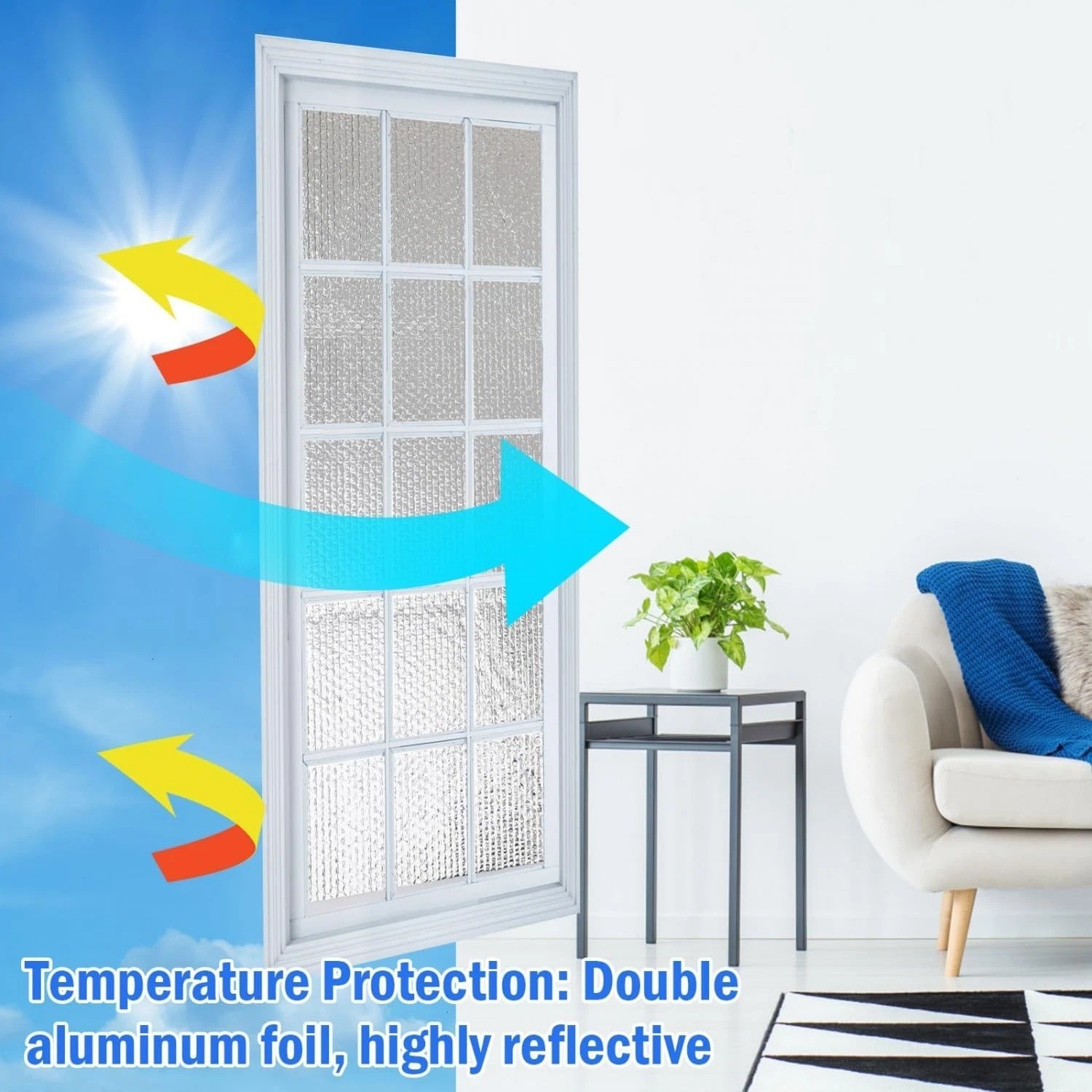 Double Reflective Insulation Roll 48 in X 10 FT RV Window Insulation for Summer
