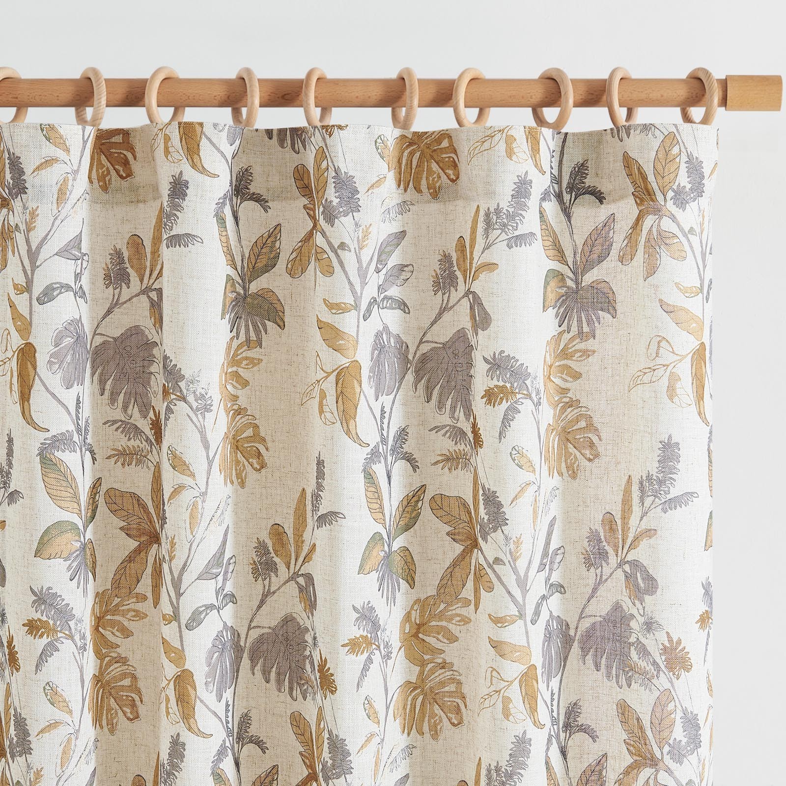 Tropical Leaf Curtains 2 Panels Farmhouse Room Darkening Rod Pocket 84″