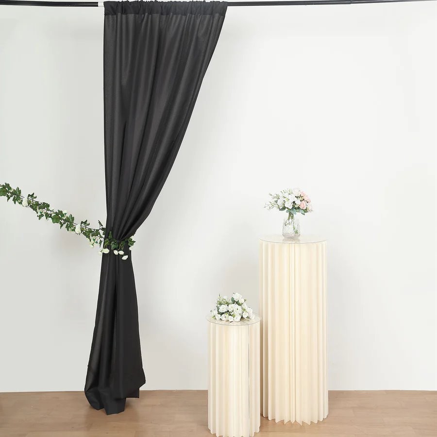 BLACK 2 Drapery Panels 8 ft Polyester Backdrop CURTAINS Rod Pockets Party Events