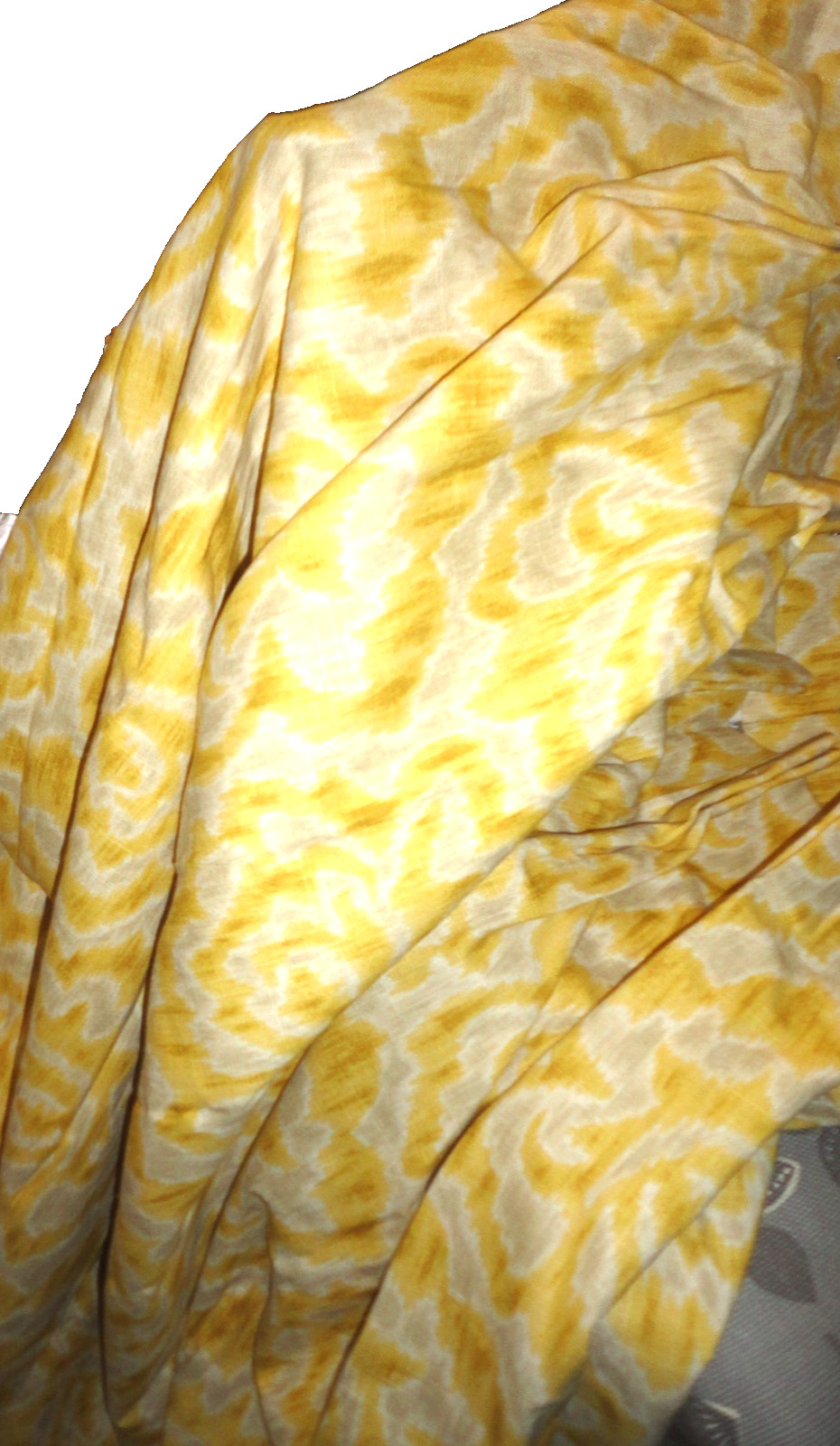 Smih & Noblee yellow Ikat linen look (2) PINCH PLEATED DRAPERY PANELS 65X114