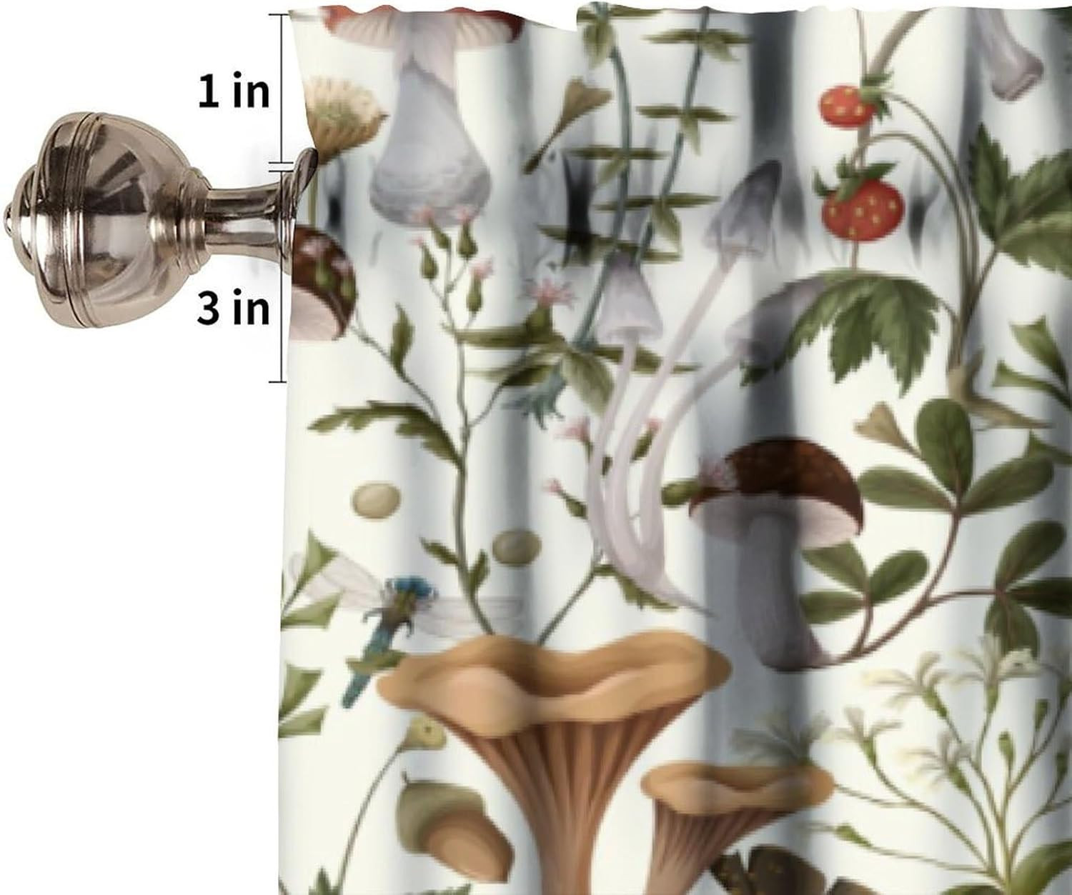 Rustic Mushroom Kitchen Valance Curtain Vintage Rustic Farmhouse Minimalist Wate