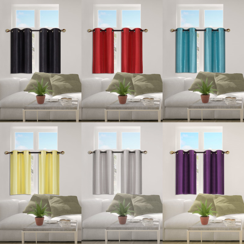 1 SET SMALL WINDOW DRESSING CURTAIN PANEL BLACK LINER ROOM DARKENING ELIO 36″L