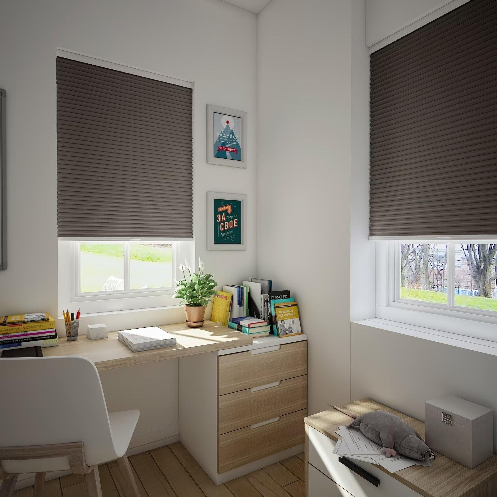 Changshade Cordless Cellular Shades Honeycomb Blinds 46″W x 72H Taupe