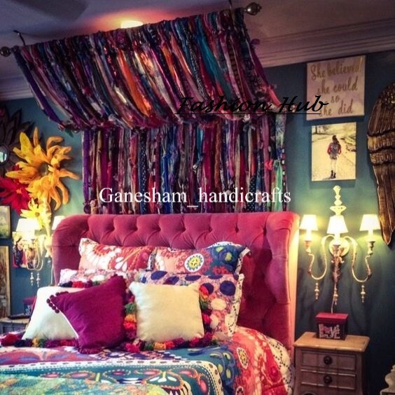 50 Strands, Bohemian gypsy rag Window Bohemian Valance Indian Backdrop curtains