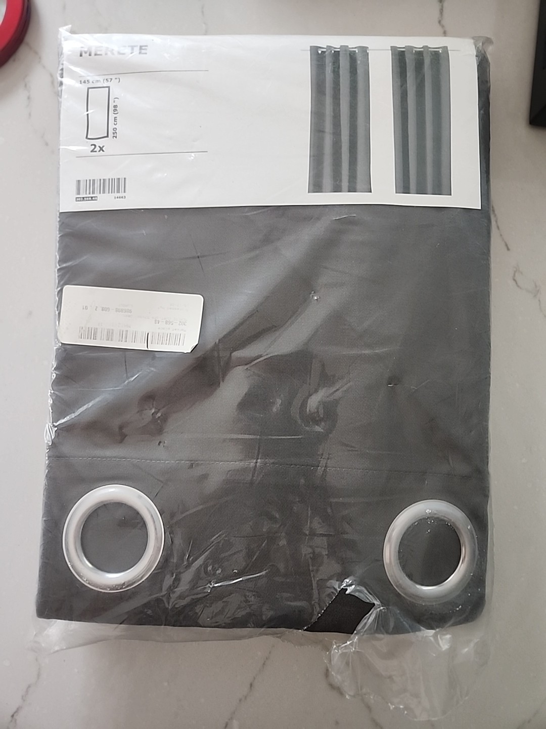 IKEA MERETE Room Darkening Curtains 57×98″ Gray, 1 Pair, NEW