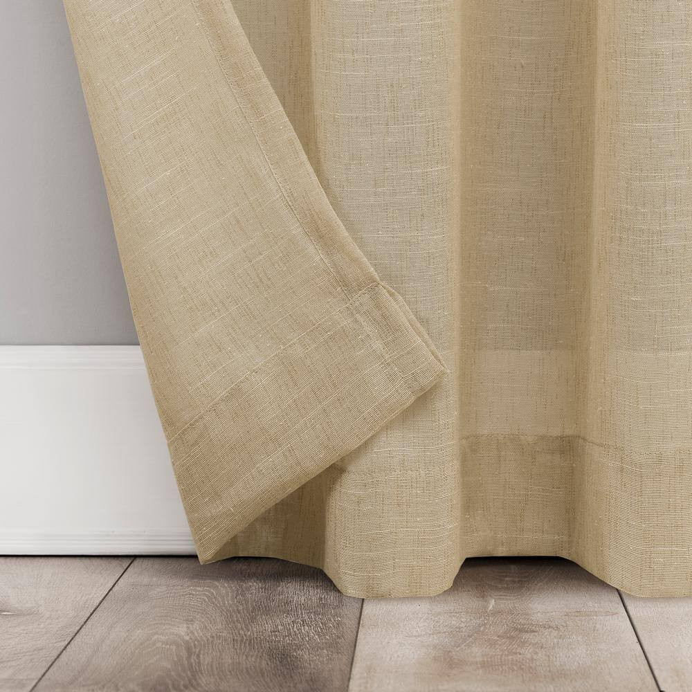 Vail Sand Linen Polyester Blend 52 In. W X 95 In. L Grommet Light Filtering Curt