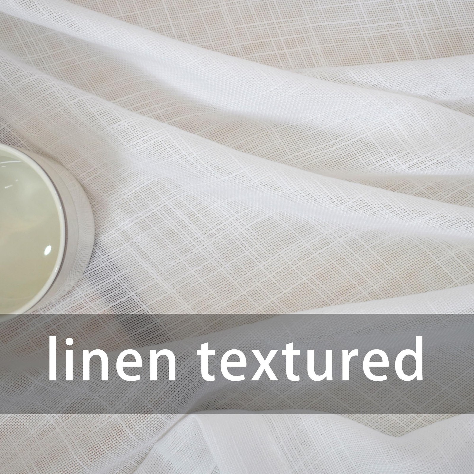 White Sheer Linen Textured Curtains 52×80 inches 2 Panels Grommet Top 80 in