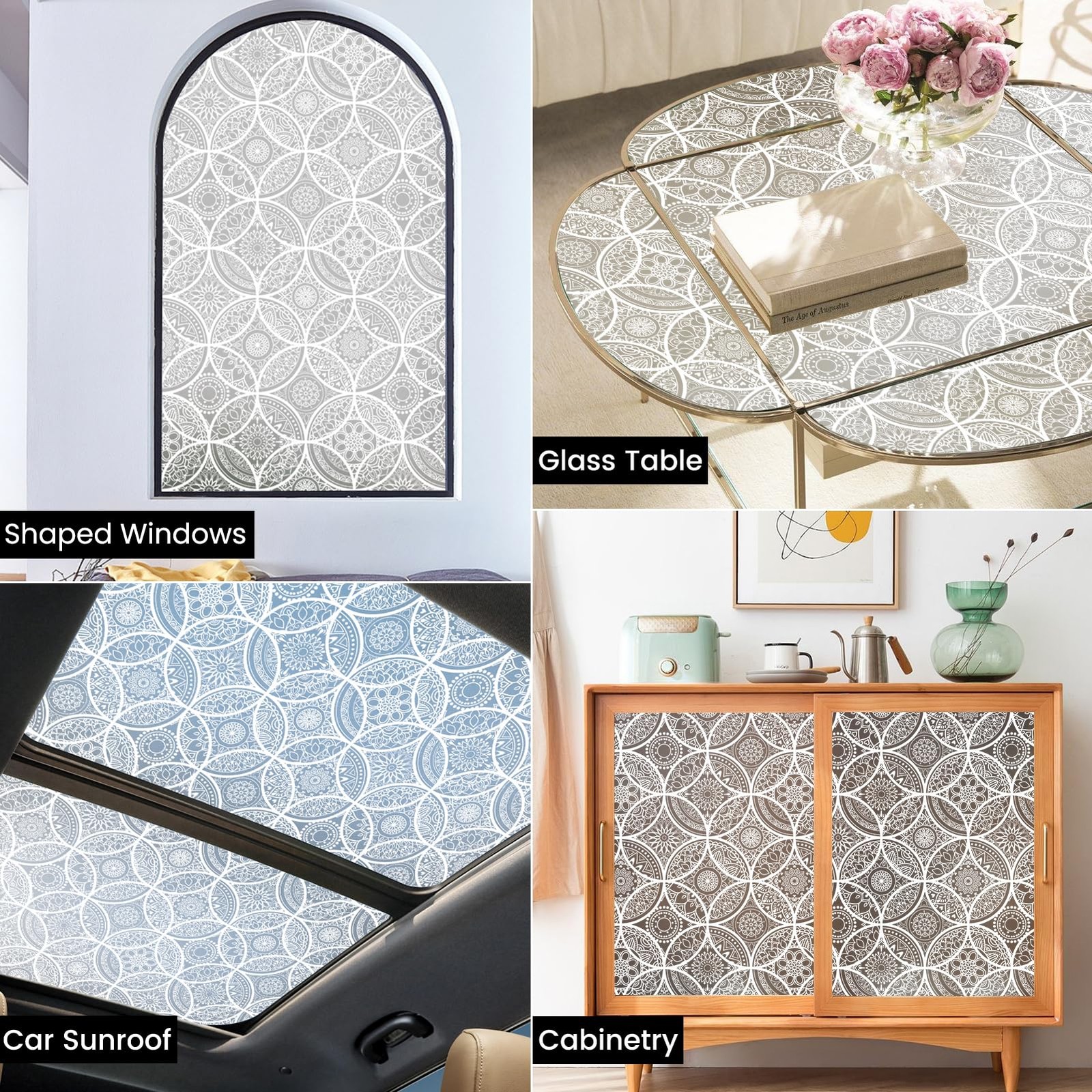DKTIE Bohemian Decor Stained Glass 17.7″ x 78.7″ (with tools), Pure White