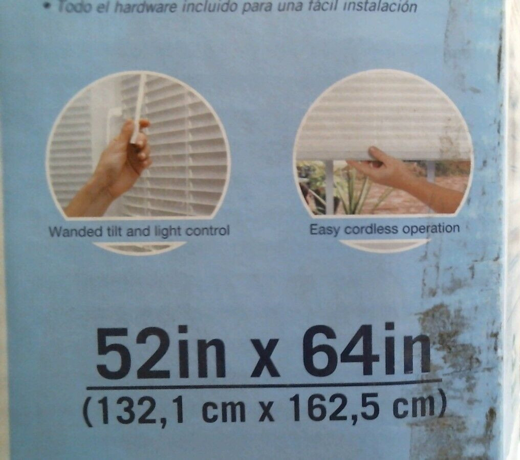 Home Impressions Cordless Light Filtering Mini Blinds 52″ X 64″, White (60683)FS