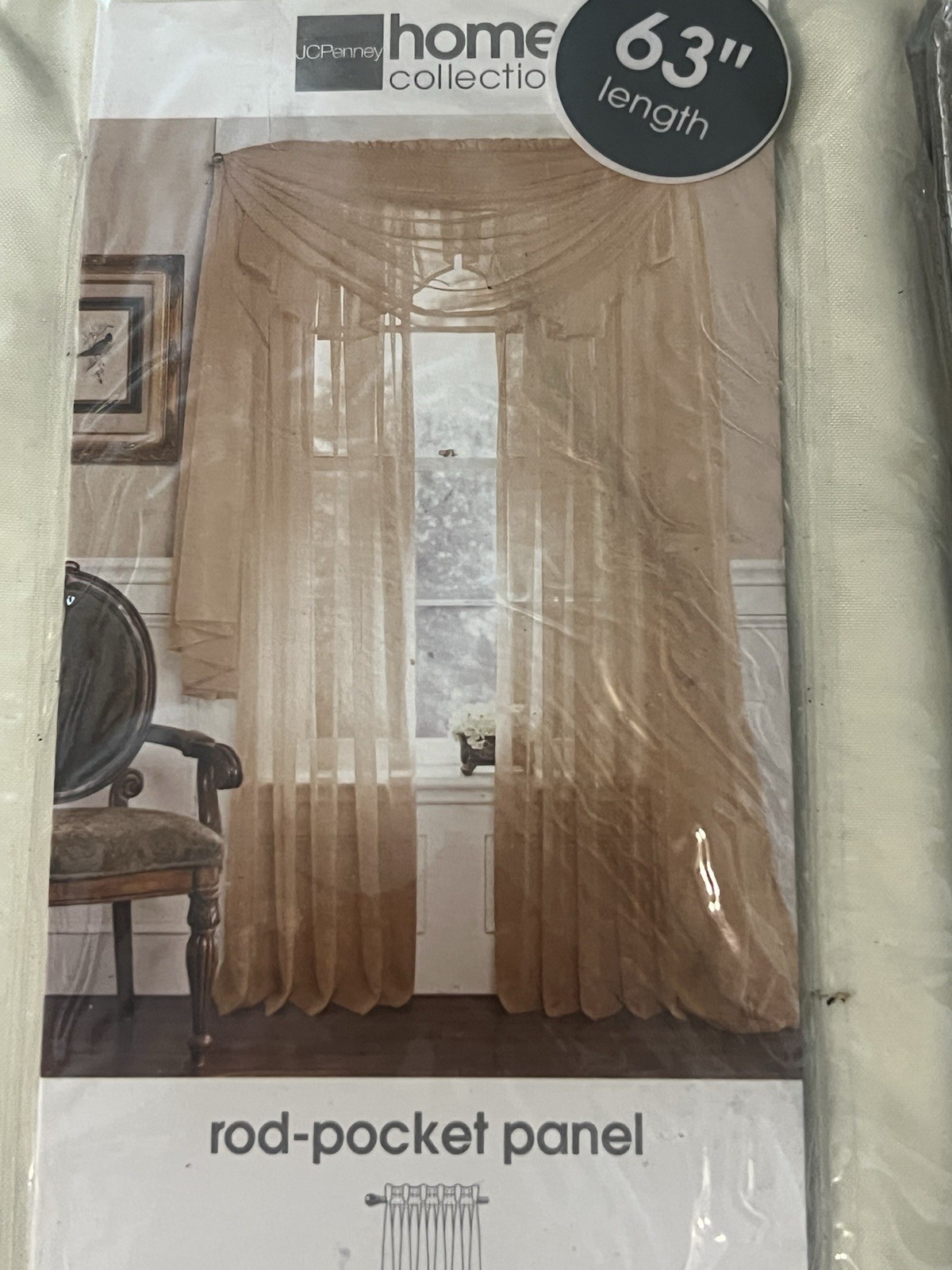 JCPenney Home Lisette Cream Rod Pocket Panel 60 in. X 63 in. Sheer NEW NOS