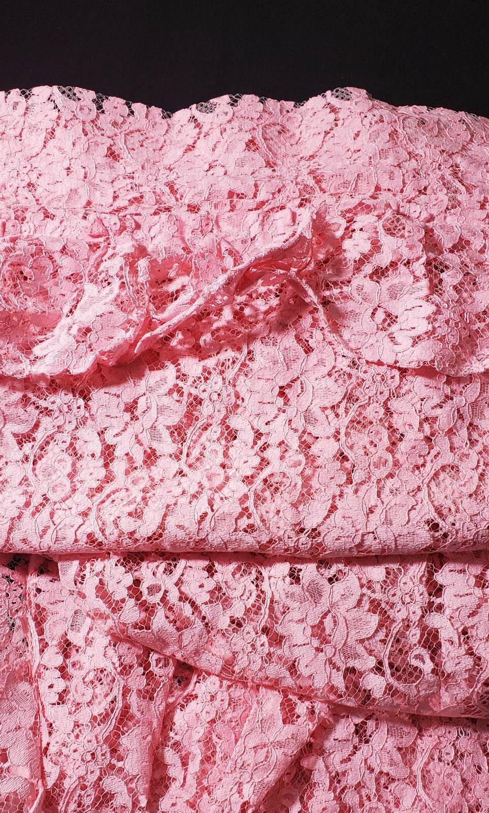 Curtain Panel-Rod Pocket-Lacey Look-Pink-1 Piece Split Panels – 94″(w) x 88″(l)
