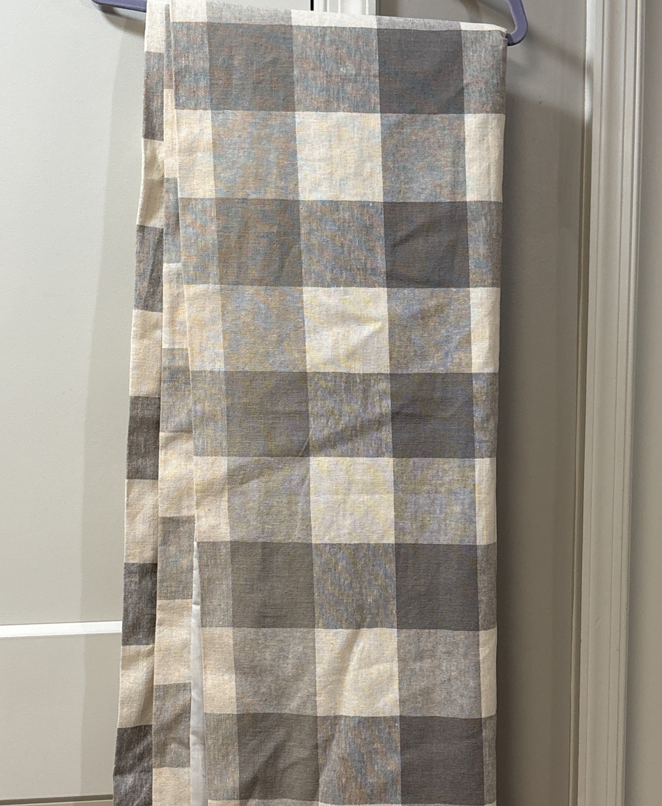 Ballard Designs Drapery Panels Buffalo Check Gray Cream Linen Cotton 52” X 96”