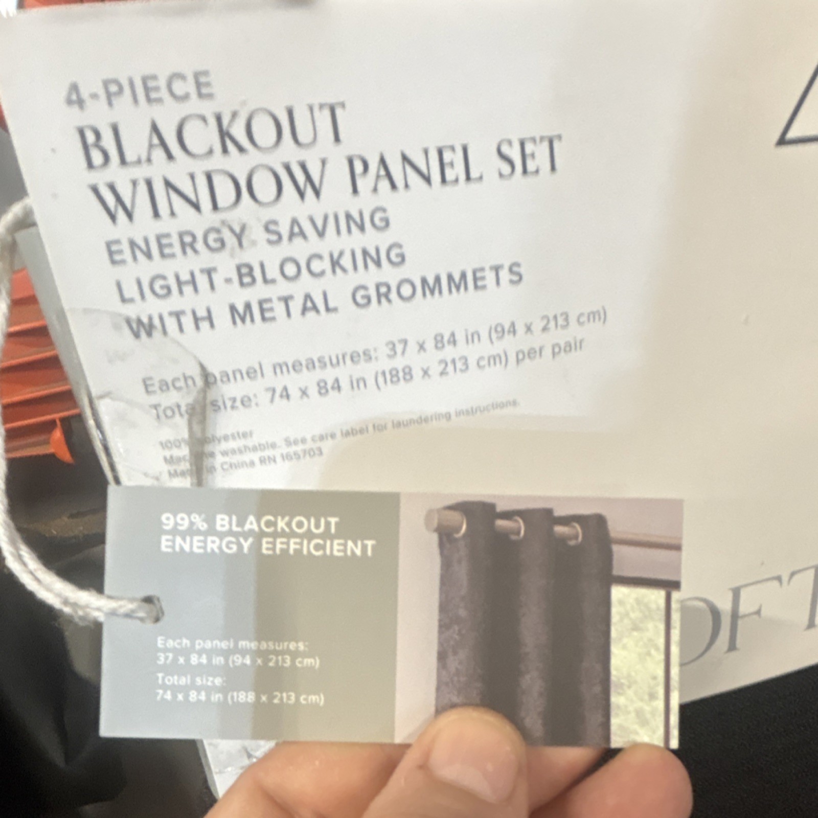 SOHO LOFT 4-Piece Blackout Window Panel Set, Black, Grommets, 99% Blackout