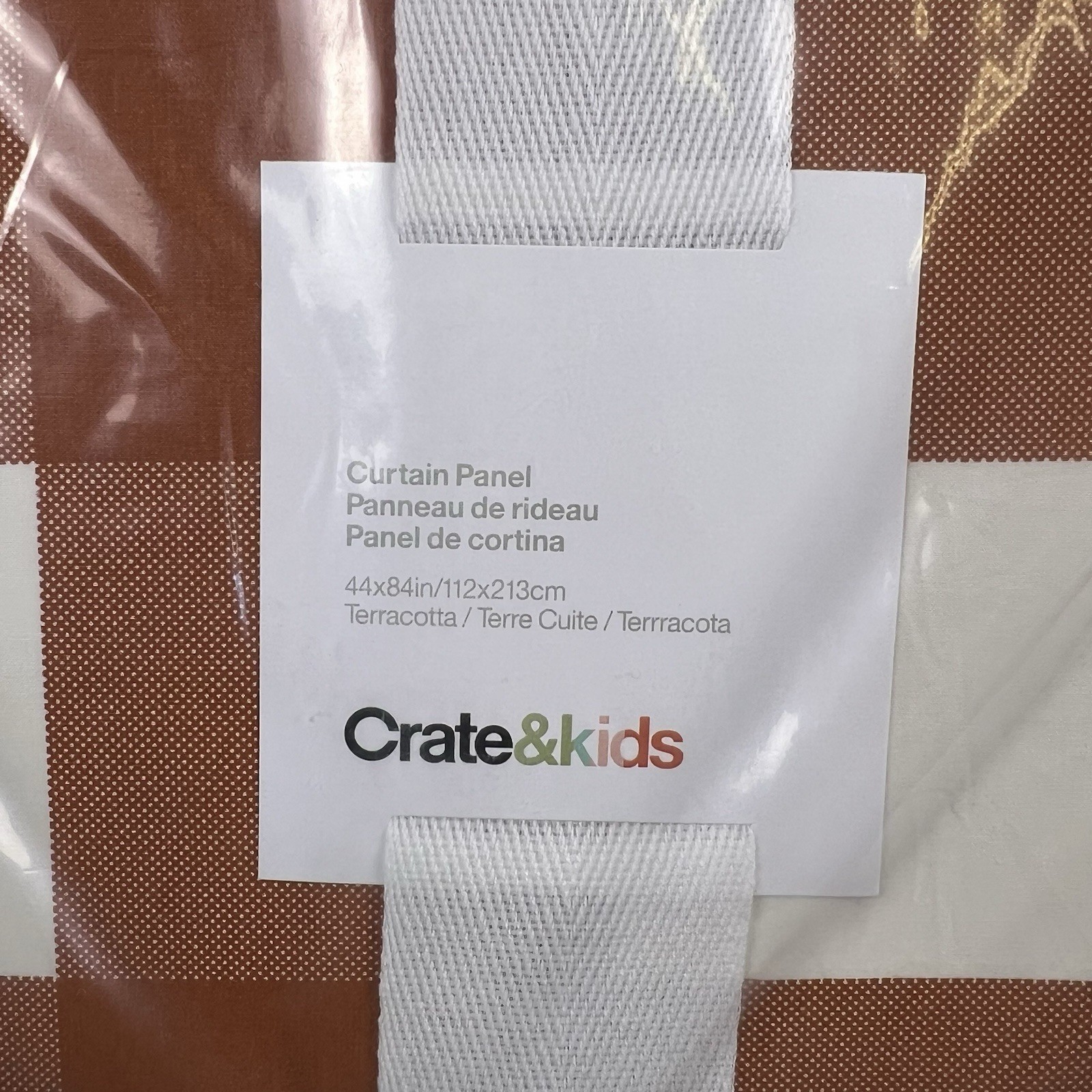 Crate & Kids Terracotta Buffalo Check Blackout Curtain Panels 44×84 Pair
