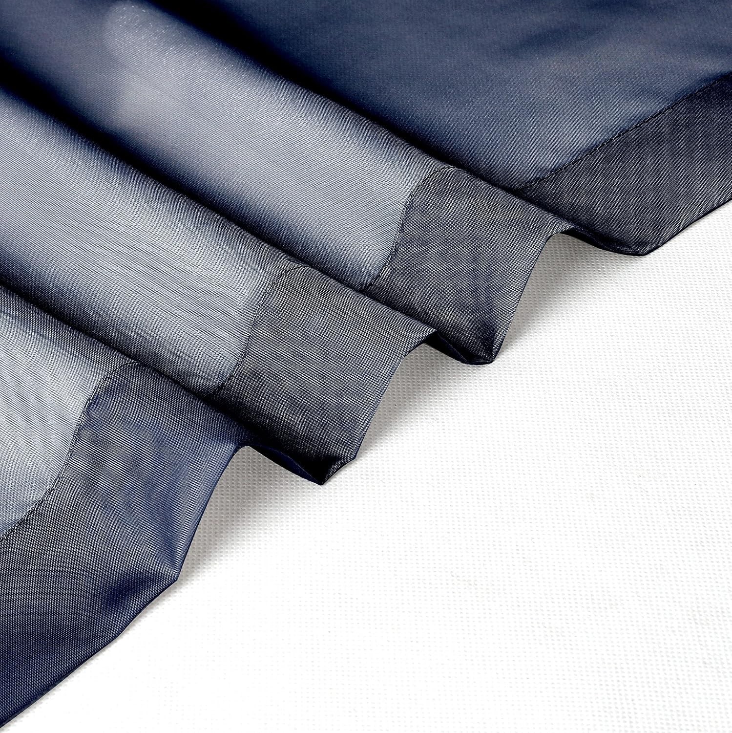 Light Filtering Sheer Window Valances, 42×14 Inches, Navy Blue – Pack of 2
