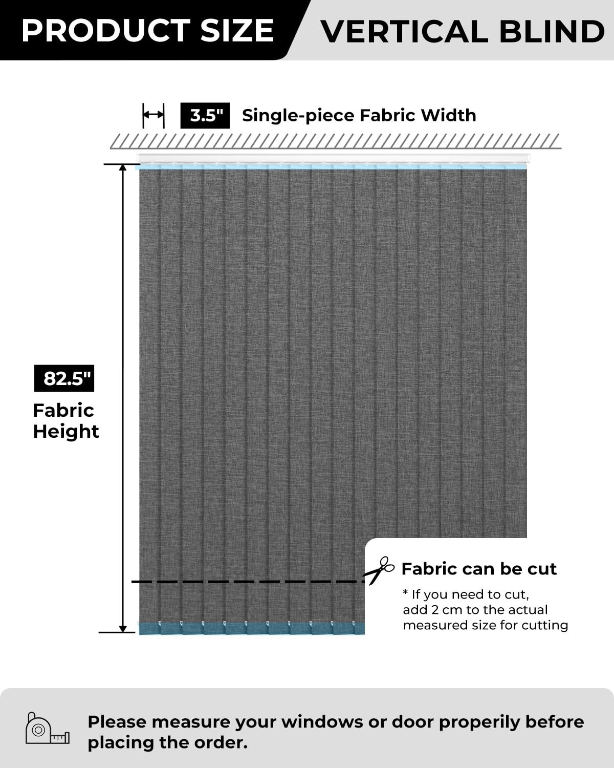 Vertical Blind Replacement Slats, 3.5×82.5 in, Charcoal