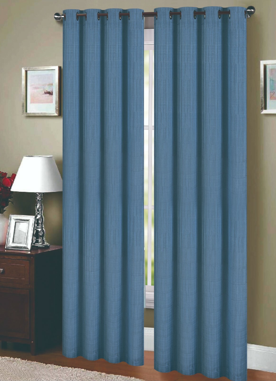 Linen Lined and Interlined Grommet Top Window Curtain Panel, 81013